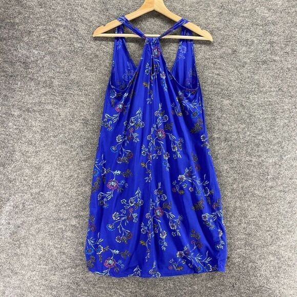 Old Navy Dress Women S Small Blue Floral Shift Short Round Neck Sleeveless Rayon - Picture 2 of 9